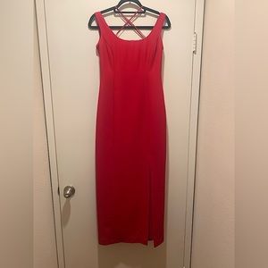 90s VINTAGE Cherry Red Evening/cocktail dress | EUC size small | slit low back